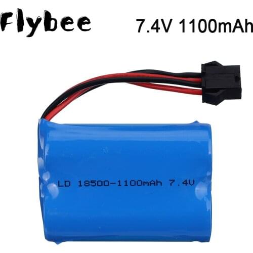 18500 7.4V 1100mAh Lipo Bbattery For UDI 001 UDI001 Huanqi 960 747A Remote Control Boat Speedboat With SM-4P Plug Upgrade 3.7V