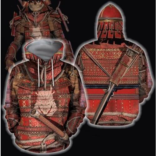 Brand Fashion Autumn Hoodies Samurai Armor 3D All Over Printed Mens Sweatshirt Unisex Zip Pullover Casual Jacket DW0213