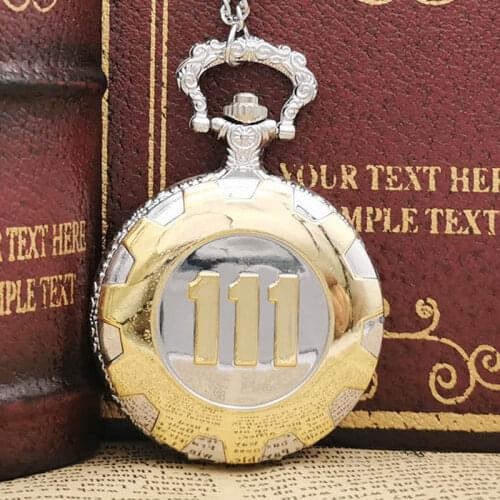 Fashion Gold Game Fallout 4 Vault 111 Quartz Pocket Watch Analog Pendant Necklace Mens Watches Friends Gift