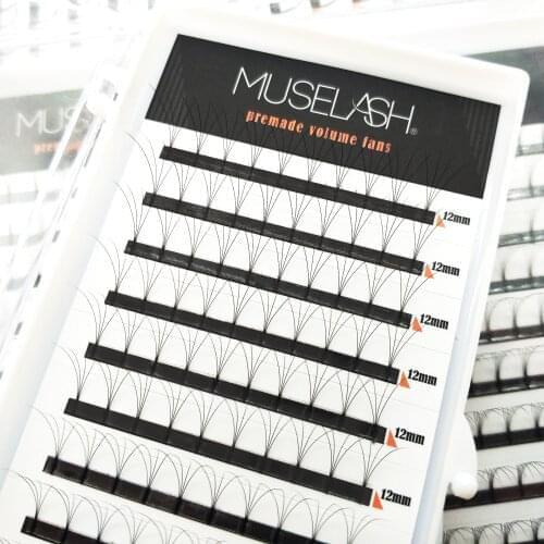 MUSELASH 3D Premade Fans Long Stem Russian Professional Eyelash Extensions Pre Made Volume Lash Faux Cils Individual