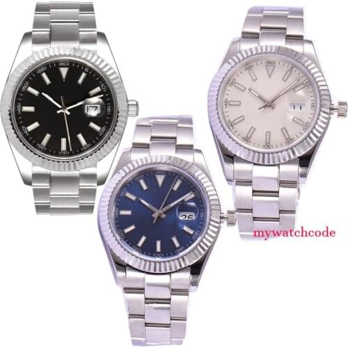 41.5mm parnis black dial blue dial luminous dial Date sapphire glass automatic mens watch