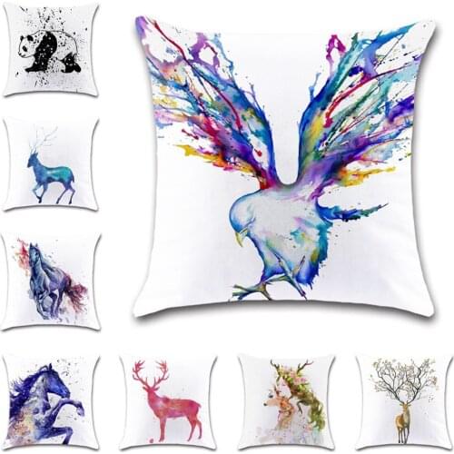 Ink style animals panda printed soft white Cushion Cover Decorative Home sofa seat friend office kids bedroom gift pillowcase