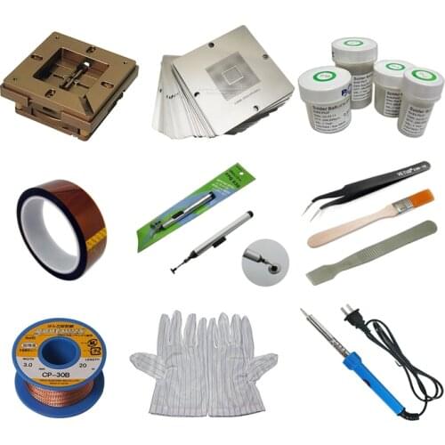 BGA Reballing Kit Jig Stencils 90mm 250K Solder Balls Soldering Iron Flux Paste For Repair Playstation Laptop Desktop Chip