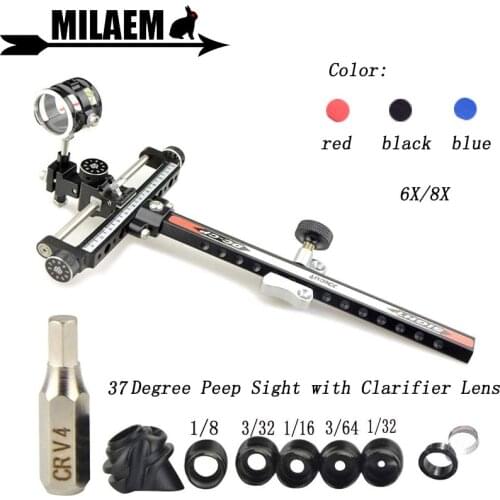 Archery Compound Bow Sight Set 6x/8x Magnification Lens 37 Degree Peep Sight With Clarifier Lens Shooting Accessories