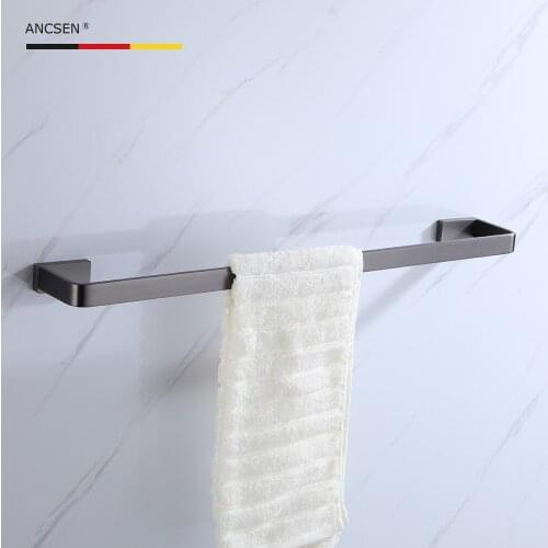Stainless Steel Gun Grey Wall Mounted Single Towel Rack Bathroom Towel Holder Stand Bar Cabinet Door Hanging Holder kitchen bath