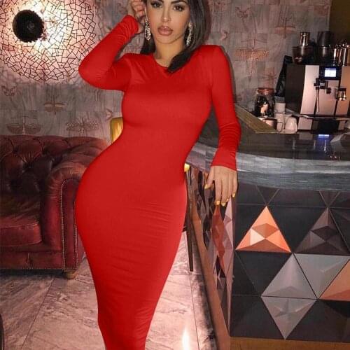 2021 New Sexy Round Neck Zipper Dress European and American Nightclub Slim Long Sleeve Hip Skirt