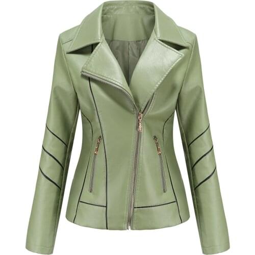 Autumn Faux Soft Leather Pu Jacket Women Loose Punk Coat Female Turndown Collar Moto Biker Zipper Street Overcoat