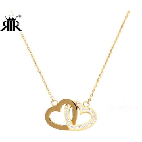 RIR Necklaces for Women Heart Pendant Dainty CZ Shaped Cubic Zirconia Stones Gold Dipped Gold Jewelry for Women Teen Girls