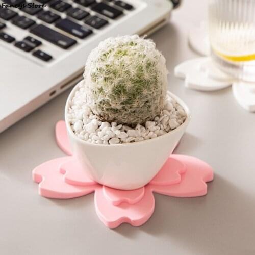 Hanging Non-slip Double Layer Cherry Blossom PVC Soft Rubber Heat Insulation Placemat Pink Inns Photo Tool Coaster 3D Flowers