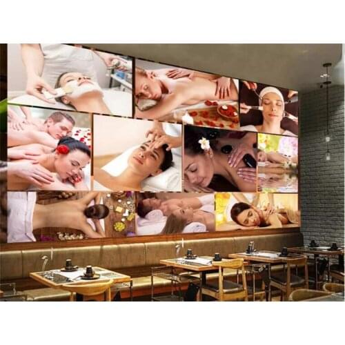 Custom fashion formaldehyde-free wallpaper beauty health club physical therapy massage center background 3d wallpaper