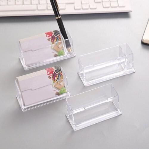 1Pc Clear Desk Shelf Box Storage Display Stand Acrylic Plastic Transparent Desktop Business Card Holder One Layer with Pen Slot