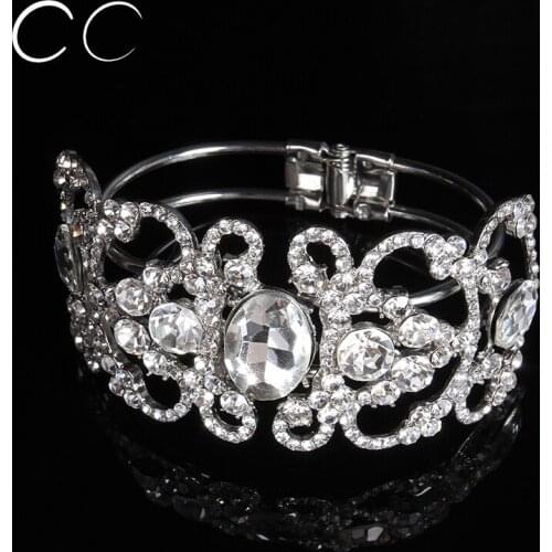 Luxury beautiful cubic zirconia big austrian crystal bracelets bangles for women wedding party fashion jewelry bridals E012