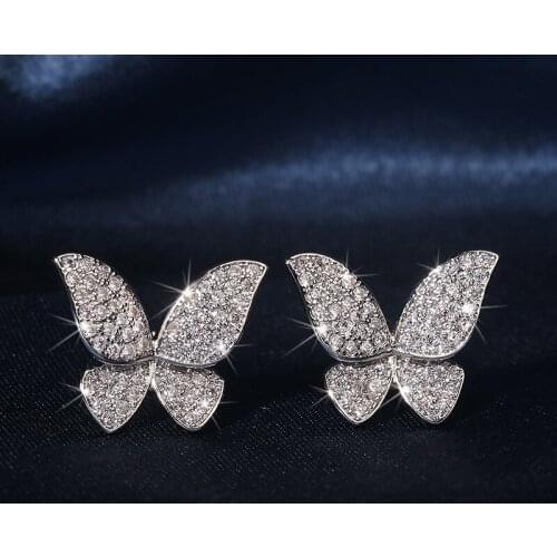 Cute Real 925 Sterling Silver Romantic Animal Butterfly Stud Earrings for Girls Kids Mini Anti-allergy Birthday Gift Ear Studs