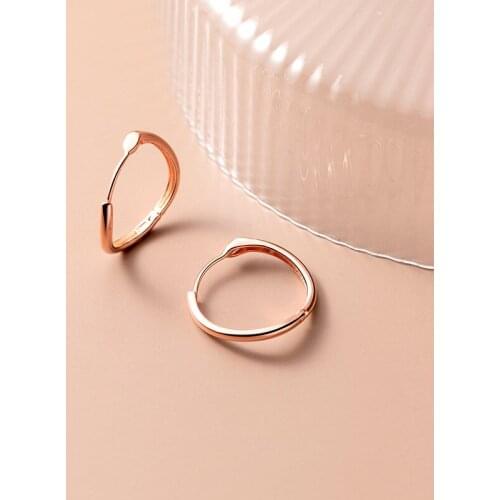 Real 925 Sterling Silver Smooth Lines Wave Round Charm Hoop Earrings For Women Fine S925 Jewelry