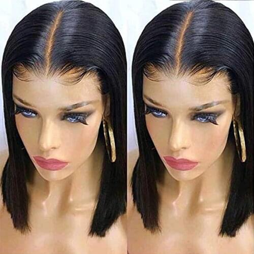 Synthetic Wig Short Straight Hair Wig Straight Synthetic Hair Short Bob Wig Natural Fiber Wig With Baby Hair For Women