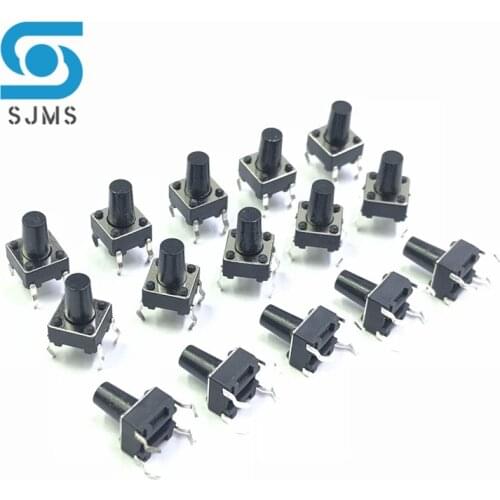 SJMS 20PCS 6*6*9 Tact Switch Push Button DIP 4 Pin Tactile Push button 6X6X9 mm Micro Switch Touch Button Tactile Reset switch