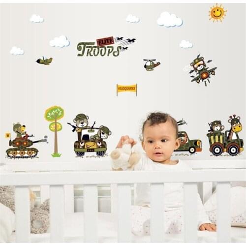 Vivid Cartoon animal soldier childrens room wall sticker living room bedroom wall decoration home decoration