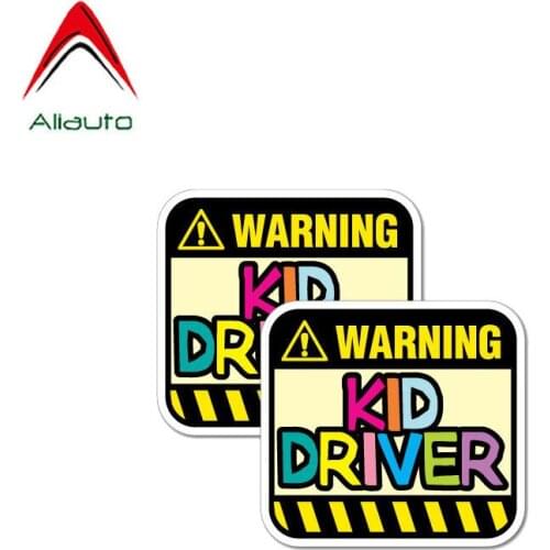 Aliauto 2 X Funny Car Stickers Warning Kid Driver Decal Accessories PVC for Mercedes Honda Toyota Volkswagen Renault, 8cm*7cm