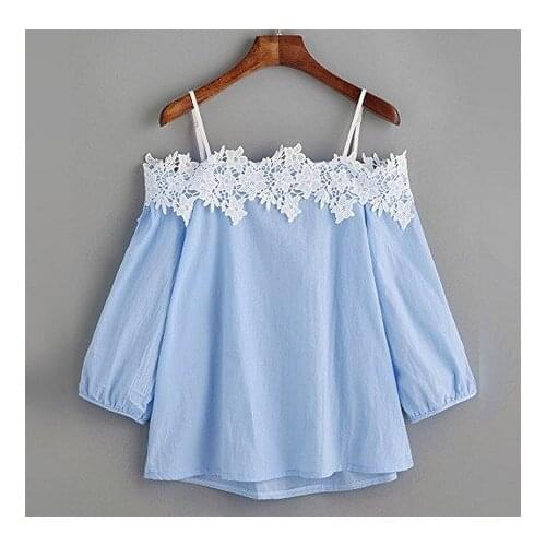 Spring and Summer Boutique Womens Coat Fashion Sexy Sling Backless Long Sleeve Lace Off-shoulder T-shirt Elegant Temperament