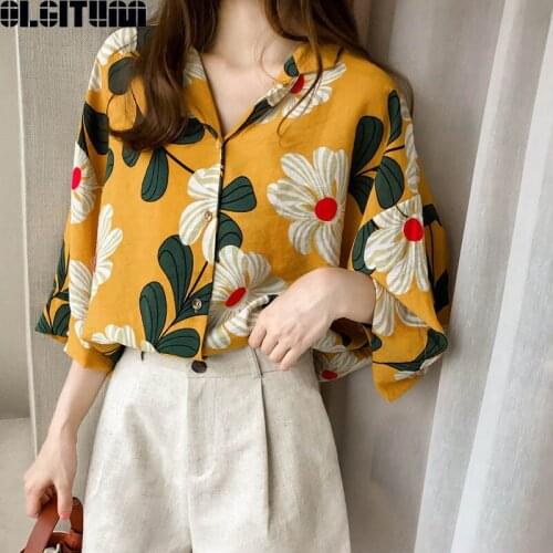 New 2020 Spring Summer Temperament V-Neck Sleeves Shirt Women Small Fresh Fashion Sweet Floral Anti-Mite Shirt BS314
