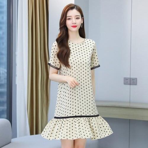 Midi Sundress 3XL Plus Size Vintage Polka Dot Sexy Mini Dress Elegant Women 2021 Summer Chiffon Loose Casual Beach Party Vestido