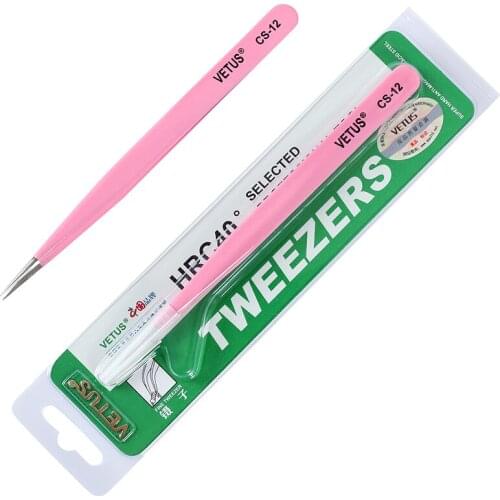 10pcs/Lot Vetus Pink Eyelash Tweezers Remove Face Hair Eyebrow Eyelashes Clip Beauty Makeup Tool