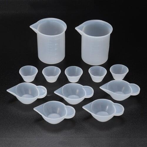 12Pcs Silicone Mixing Measuring Cups Reusable UV Resin Mold DIY Casting Jewelry Tool Kit