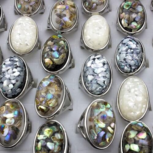 12 Pieces Hot Sell High Quality Shell Rings For Male Mix Size Wholesale Fashion Wholesale Jewelry Ring Lots Free Shipping