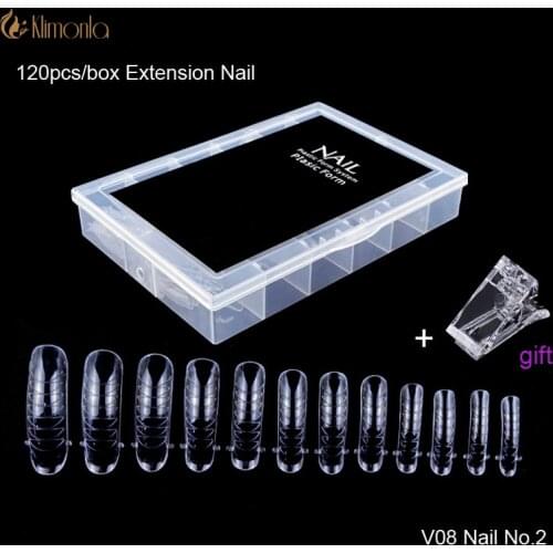 120 Pcs Quick Building Mold Tips Nail Dual Forms Finger Extension Nail Art UV Builder Gel Tool No.2
