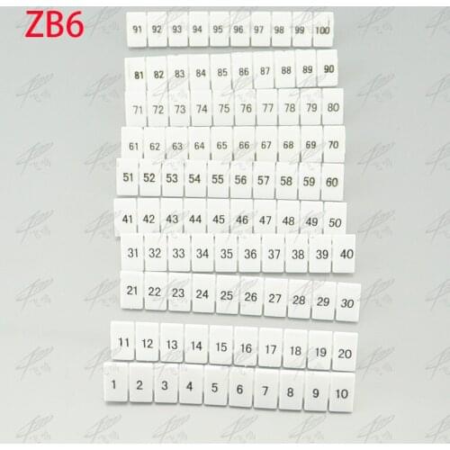 20PCS ZB6 ZB6 digital number MARKER apply UK2.5B. UK5N UDK4 UKK5 Din Rail Terminal Blocks Maker Strips with Numbers Printed ZB6