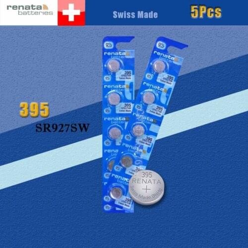 5 Xrenata Silver Oxide Watch Battery 395 SR927SW 927 1.55V 100% original brand renata 395 renata 927 battery