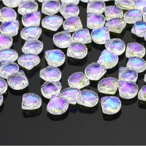 50pcs/lot White Transparent Shell Spacer Beads 9x10mm Loose Glass Beads For Jewelry Making Diy Necklace Bracelet Accessories