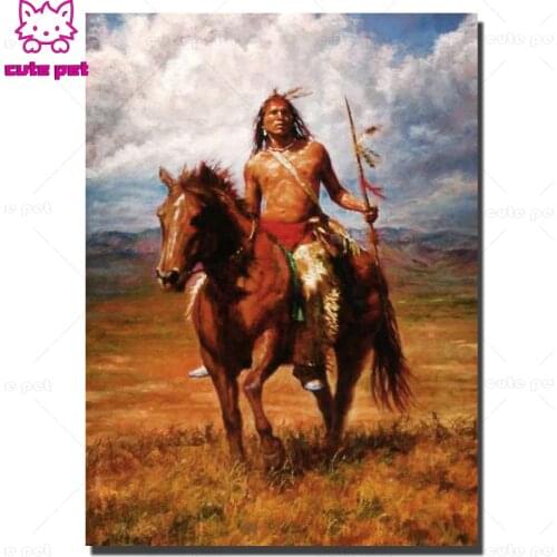 5D round drill DIY Diamond Embroidery Indian warrior Diamond Painting Cross Stitch Mosaic Full Square Rhinestones Home Decor