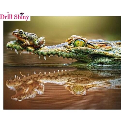 5d diy full square drill diamond painting embroidery crocodile&Frog Cross Stitch Rhinestone mosaic home decor gift