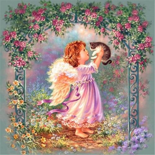Angel Girl Pre-Printed 11CT Cross Stitch Embroidery Complete Kit DMC Threads Sewing Needlework Handicraft Hobby Package Needle
