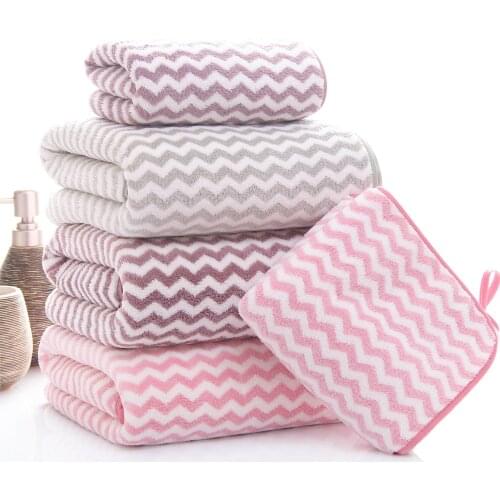 Cationic Coral Fleece Wave Bath Towel Gift Custom Absorbent Soft Microfiber Bath Towel
