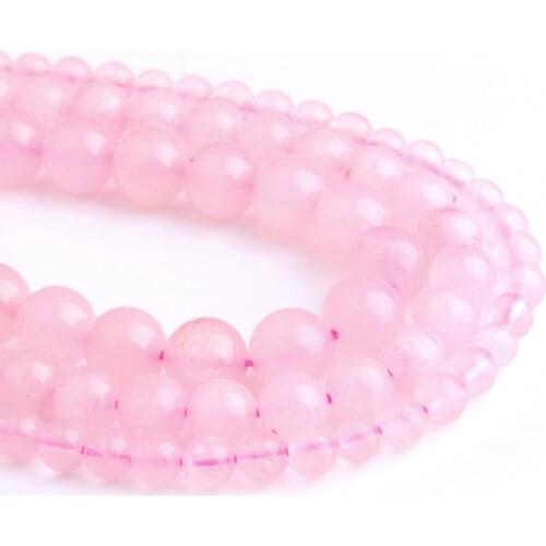 Natural rose color pink quartz crystal stone beads loose pink round quartz bead for jewelry Making women bracelet necklace gifts