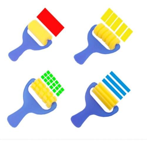 DIY Early Education Painting Toy Sponge Paint Roller Brush Plastic Handle Set Child Art Star Craft Painting Tool