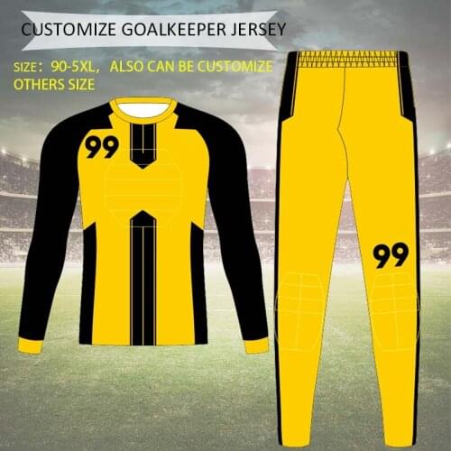 DIY customize long sleeve/pants ODM goalkeeper jersey songe protection kids adult football match uniform