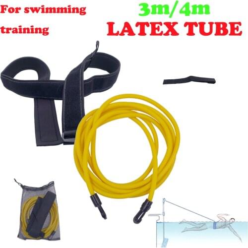 Swim Training Resistance Band Latex Tube Elastic Rope Adjustable Belt Tether Stationary Swimming for Outdoor Sports Pool Fitness