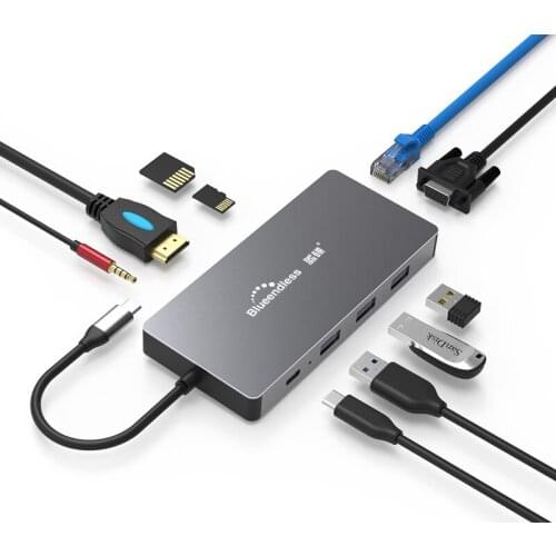 10 In 1 Type C Laptop Docking Station USB 3.0 TF LAN PD USB Hub For Macbook Huawei XiaoMi DELL Surface Lenovo Dock