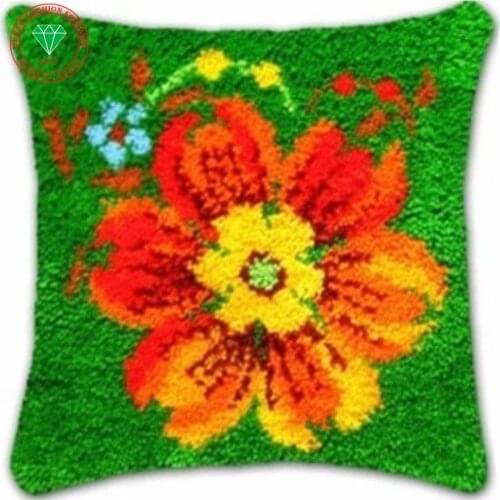 Home Decor Craft Needlework Latch hook rug kits Cross-stitch carpet cushion Patchwork diy pillowcase embroidery thread Flowers