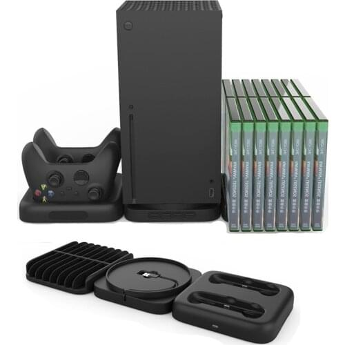 Dual Controller Charging Dock Station Host Stand 4 Ports USB2.0 Hub With Disc Storage Bracket Gamepad Charger For XboxSeries X