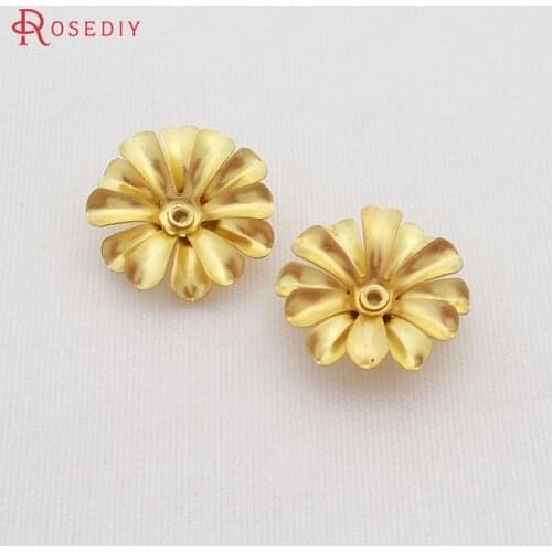 E869)20 pieces 14mm Not plated color Brass 3D Flowers Beads Caps Diy Jewelry Findings Accessories Wholesale