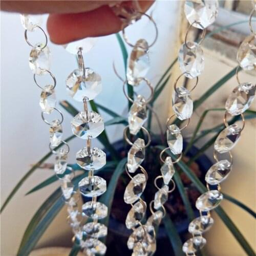 Hot 100meters Clear Color Crystal Octagon Beads Chain Glass Strand Garlands Wedding Party Supply For Sale