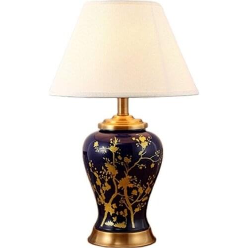 American Style Handpainted Flowers Ceramic Table Lamp For BedRoom Bedside Living Room Foyer Study Desk Reading Night Light TD051