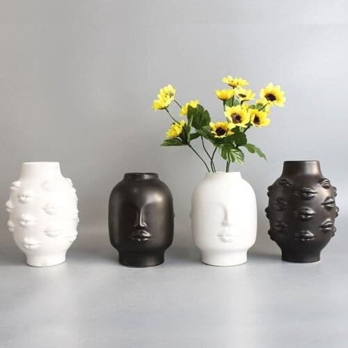 Home Decor Creative Ceramic Vase for Flowers Human Face Lip Design Living Room Decor Plant Pots Decorative Room Decor Aesthetic