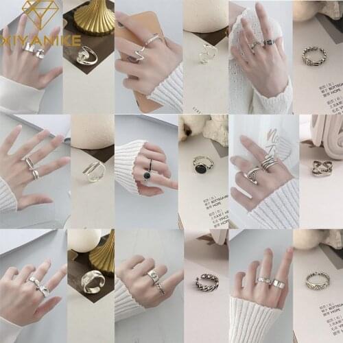 XIYANIKE 925 Sterling Silver 2021 Trendy Variety Irregular Width Rings For Women High Quality Creative Jewelry Party Wholesale