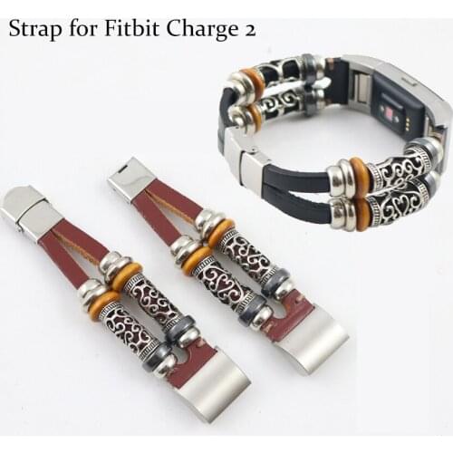 Leather Band For Fitbit Charge 2 Smart Bracelet Replacement Wristband For Fitbit Charge 2 With Steel Buckle Wearable Accessories