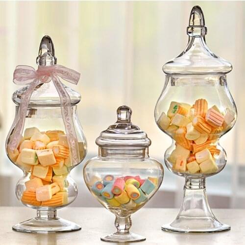 Creative transparent Glass bottles lid storage dust-proof cake stand dessert candy jars tea caddy wedding birthday vase Decor